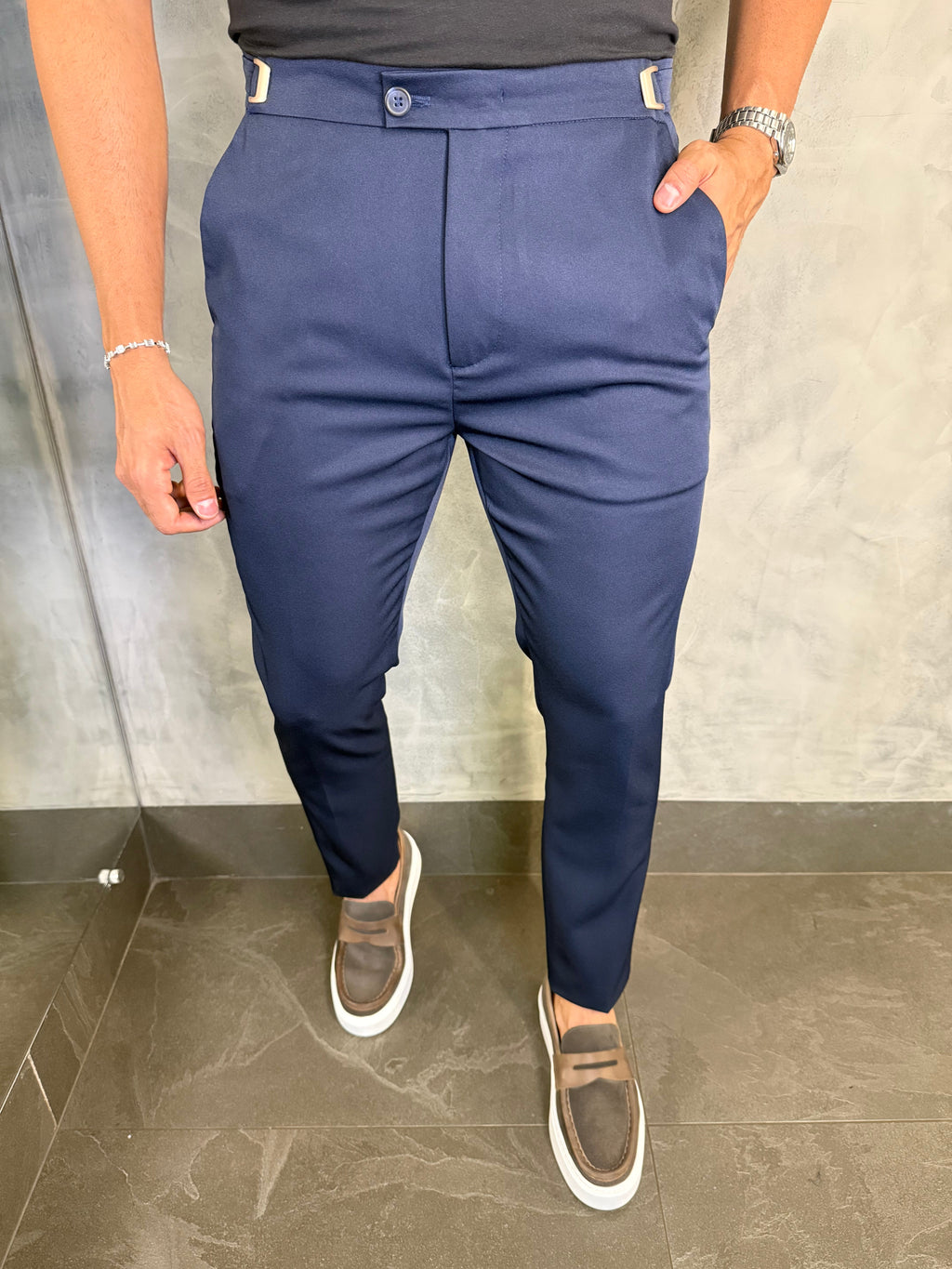 CALÇA ALF. VIENA AJUSTE CATRACA  MARINHO