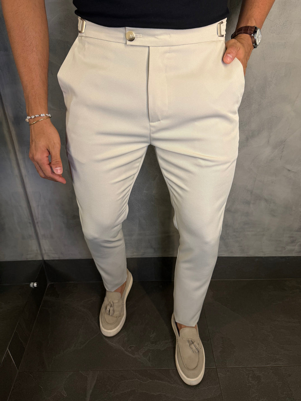 CALÇA ALF. VIENA AJUSTE CATRACA  AREIA