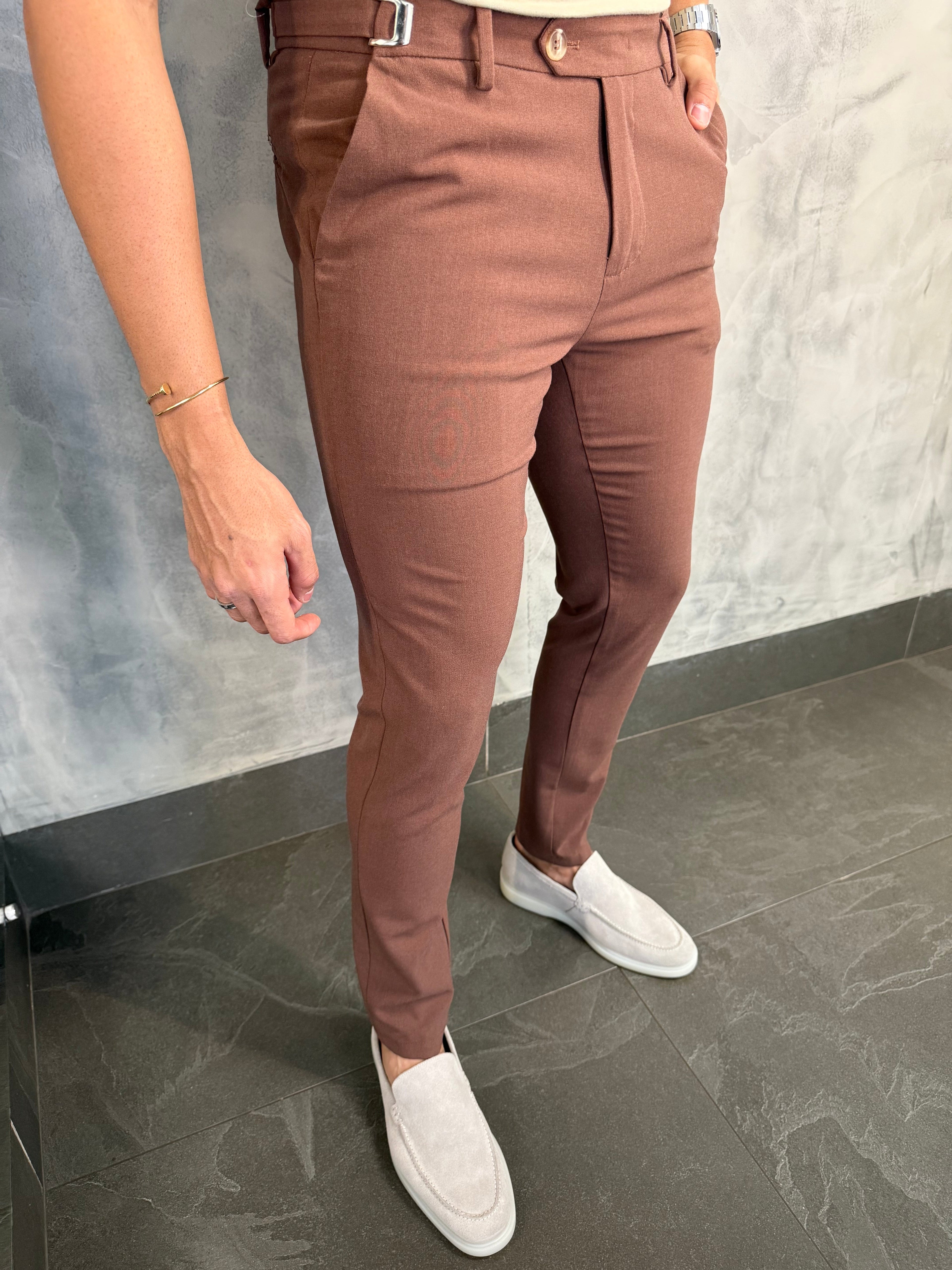 CALÇA ALF ATENAS AJUSTE FIVELA CAFÉ