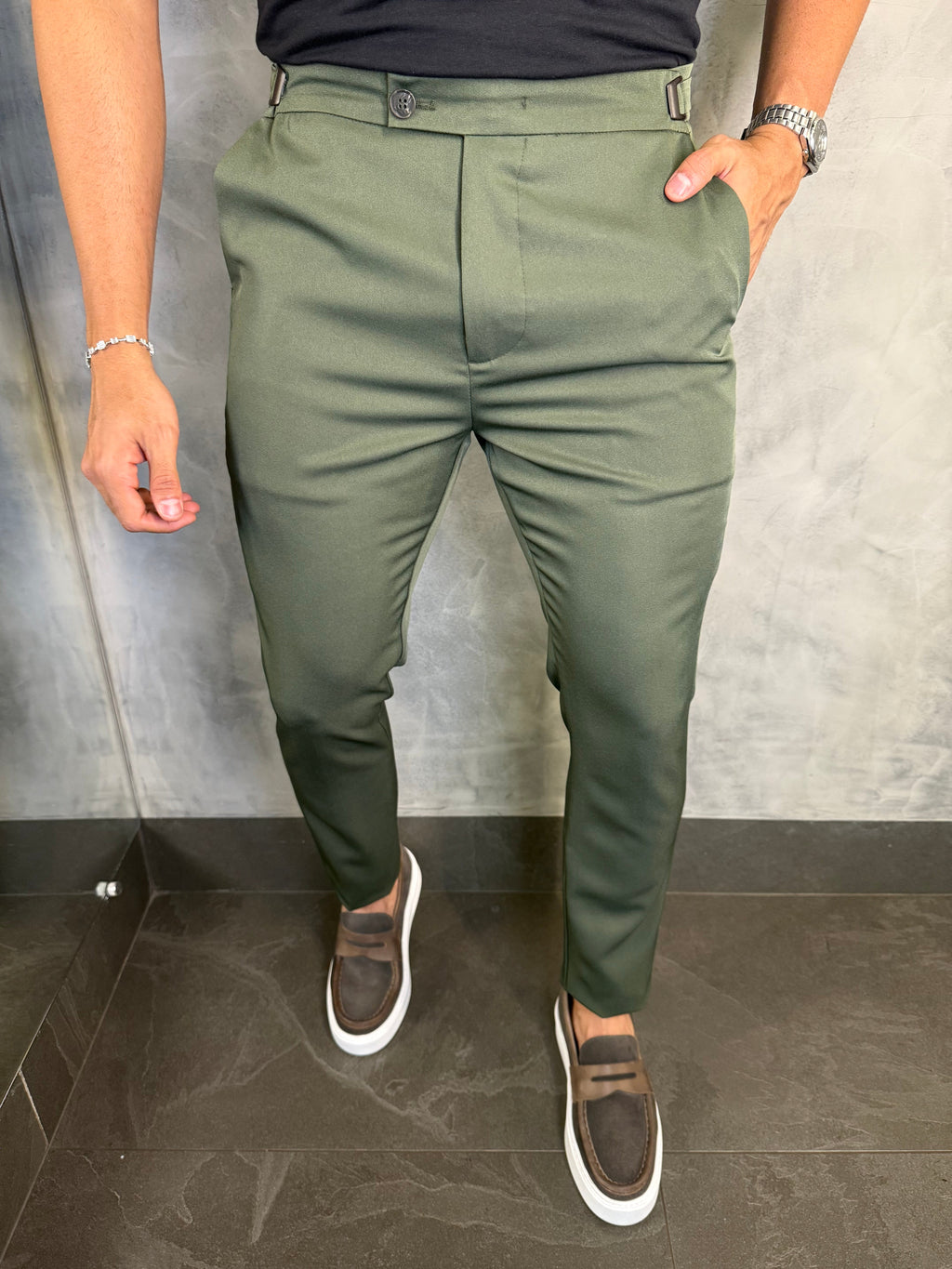 CALÇA ALF. VIENA AJUSTE CATRACA VERDE MILITAR