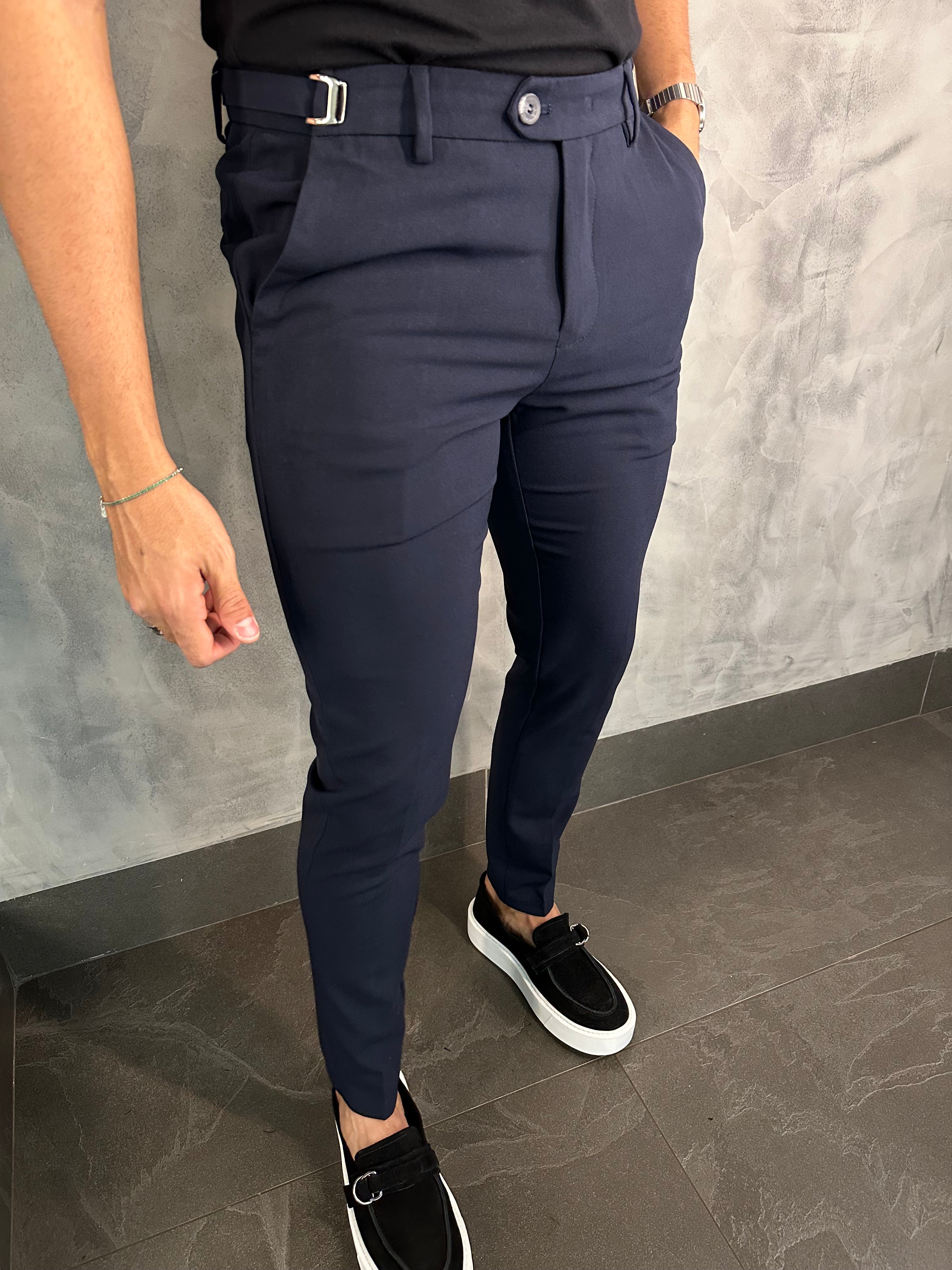 CALÇA ALF ATENAS AJUSTE FIVELA MARINHO